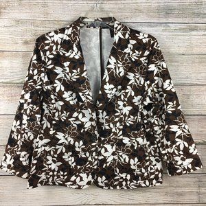 Liz Claiborne Floral Blazer 3/4 Sleeves Brown